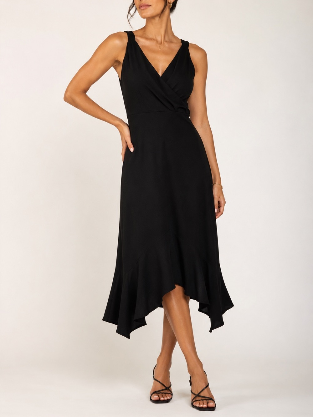 Nine West Black Asymmetrical Sleeveless Dress size 2